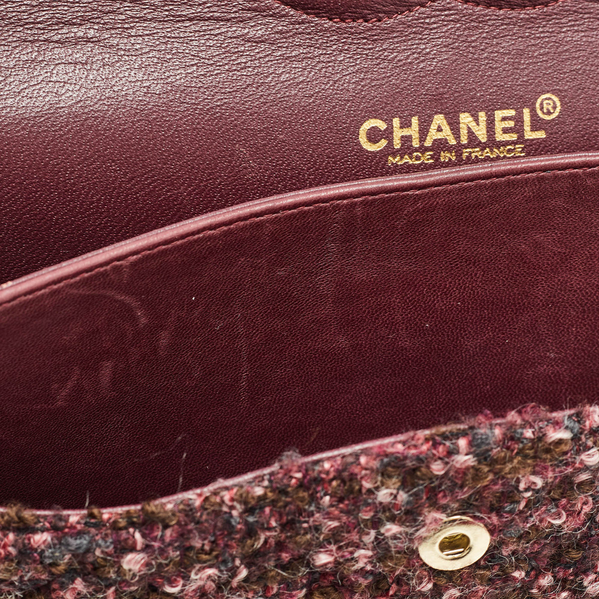 CHANEL Multicolor Tweed Medium Classic Double Flap Bag