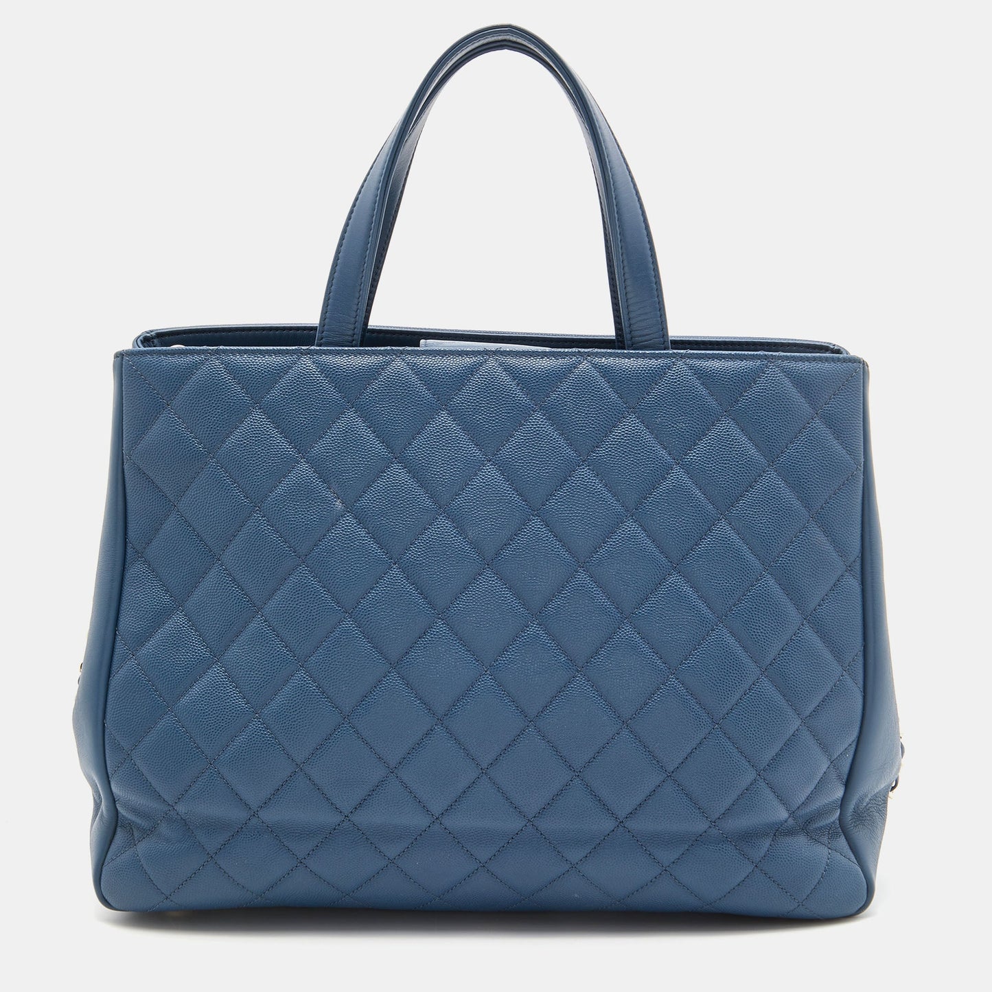 CHANEL Blue Quilted Caviar Leather Large Business Affinity Shopper Tote
