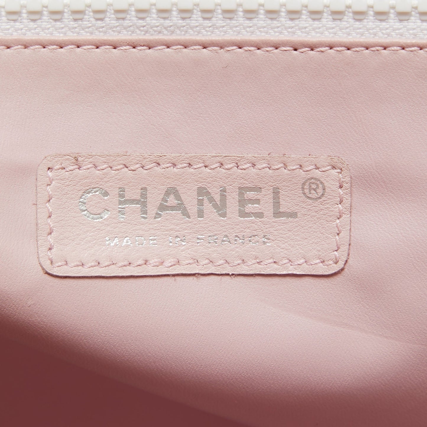 CHANEL Pink/ Black Terry Cloth Canvas Tote