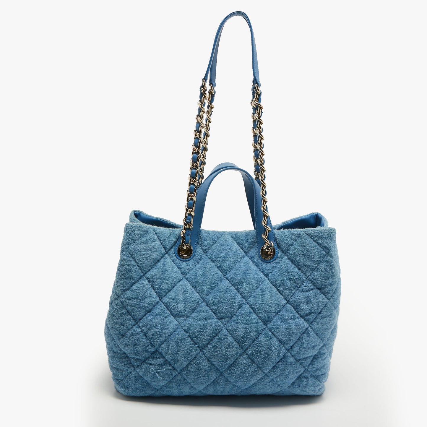 CHANEL Light Blue Quilted Terry Cloth Coco Beach Shopper Tote