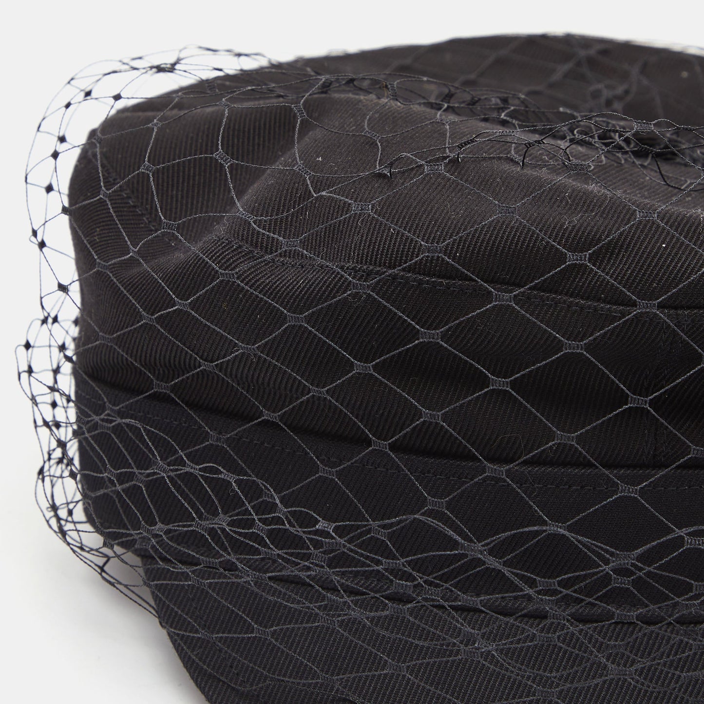 DIOR Black Cotton Arty Mesh Veil Newsboy Cap Size 58