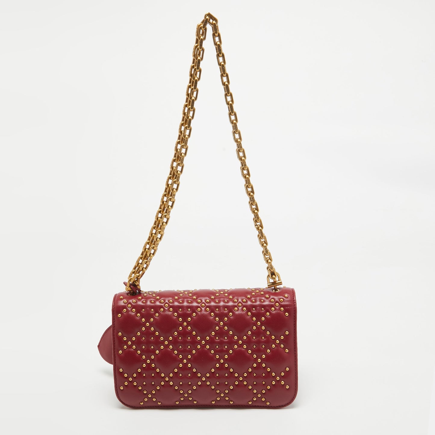 DIOR Red Cannage Leather Small Addict Shoulder Bag