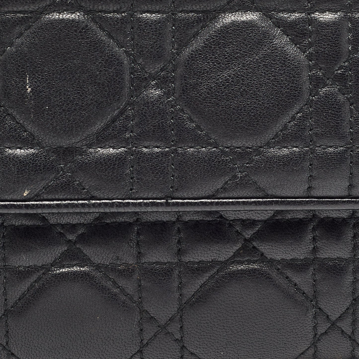 DIOR Black Cannage Leather Lady Continental Wallet