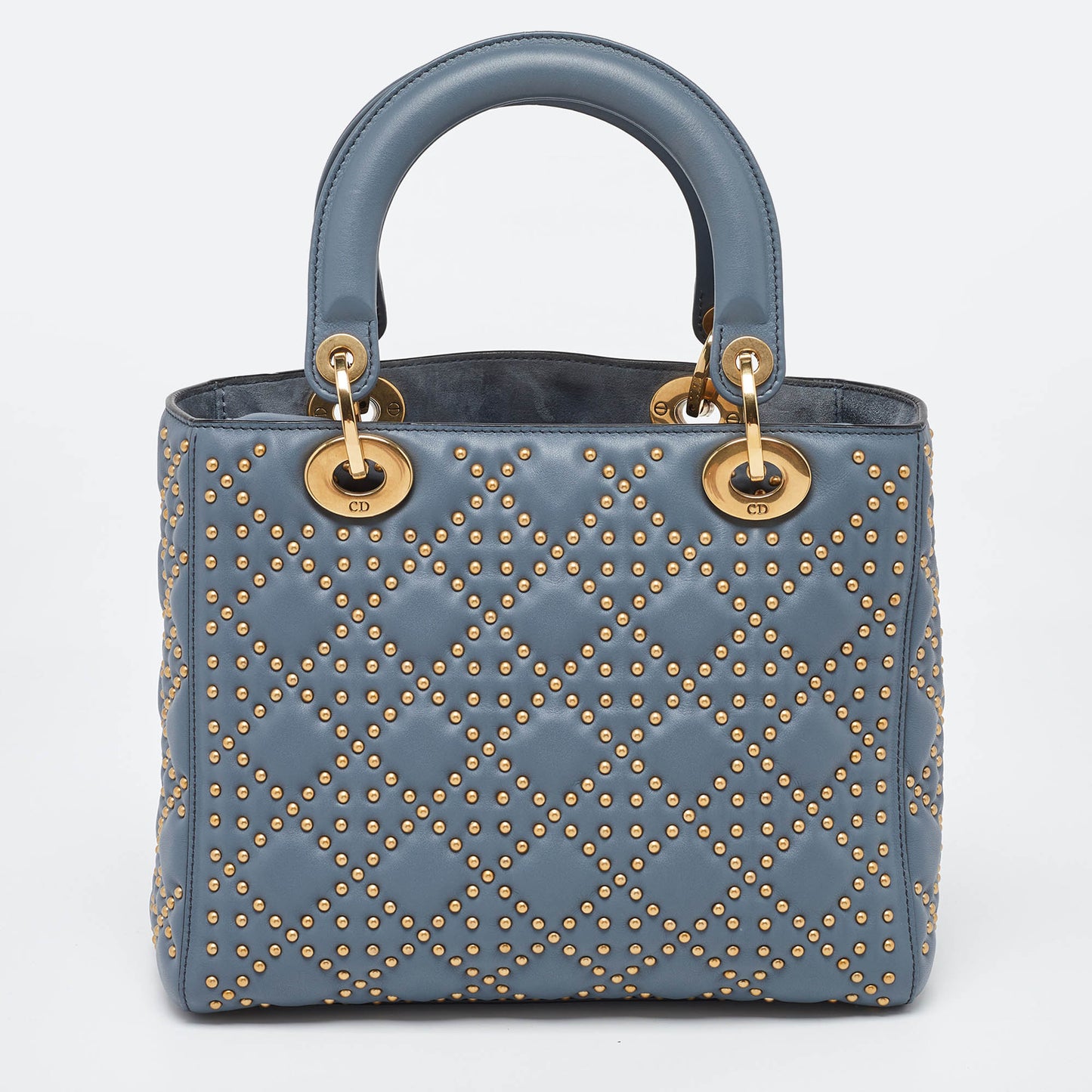 DIOR Grey Leather Medium Studded Supple Lady Tote