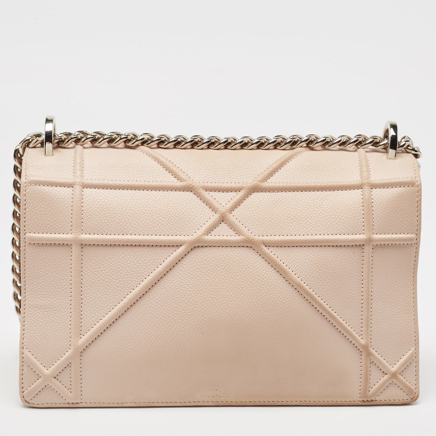DIOR Light Peach Leather Medium ama Flap Shoulder Bag