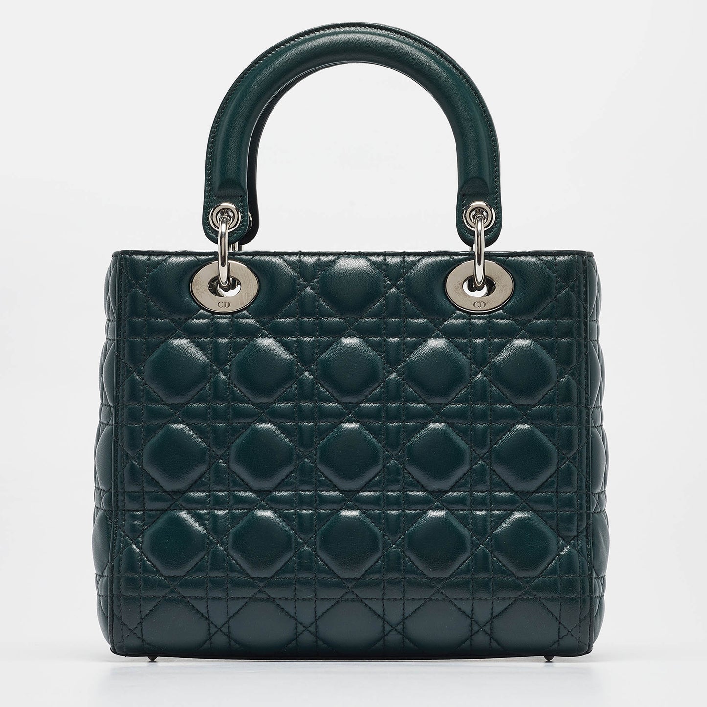 DIOR Green Cannage Leather Medium Lady Tote