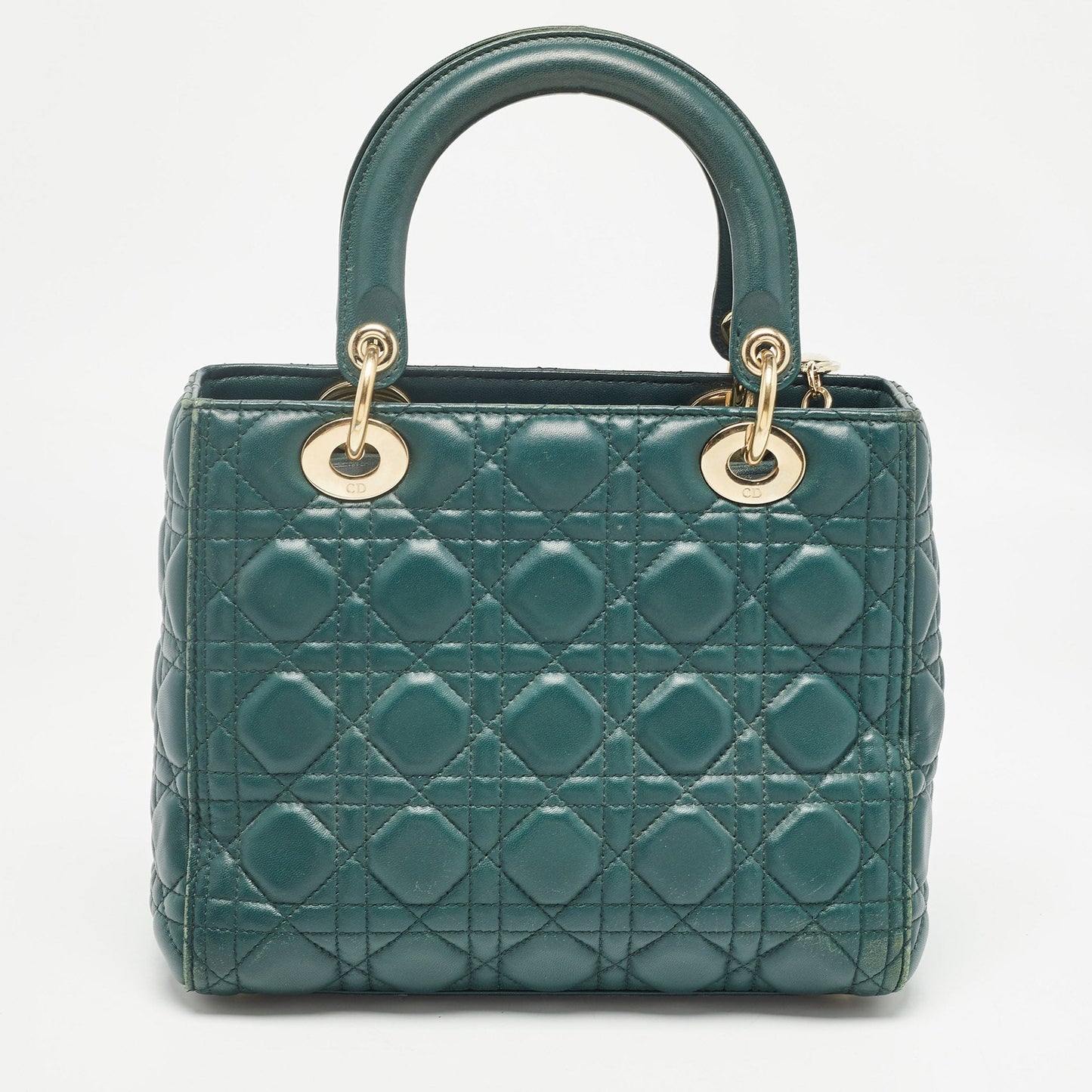 DIOR Green Cannage Leather Medium Lady Tote