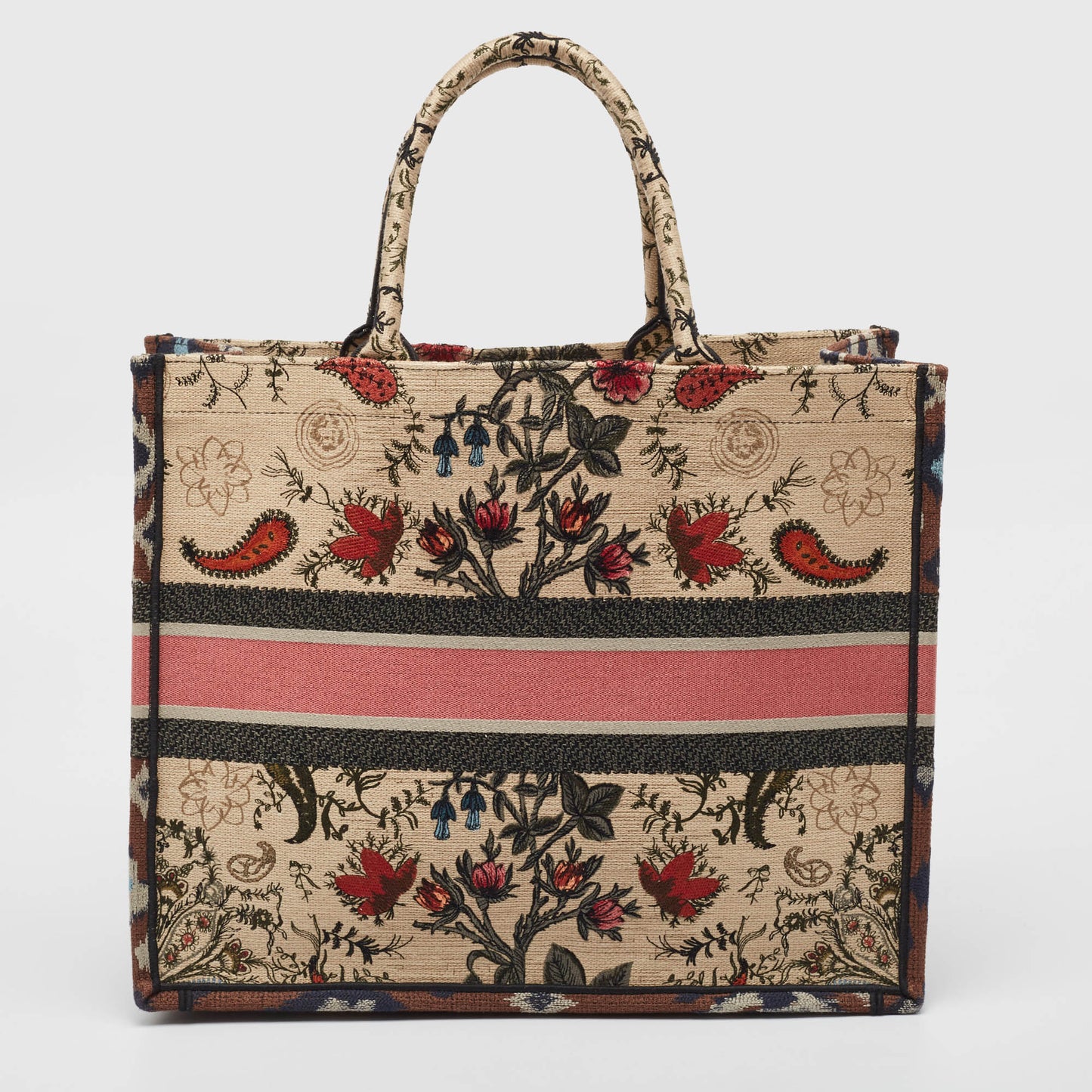 DIOR Multicolor Floral Embroidered Canvas Large Book Tote