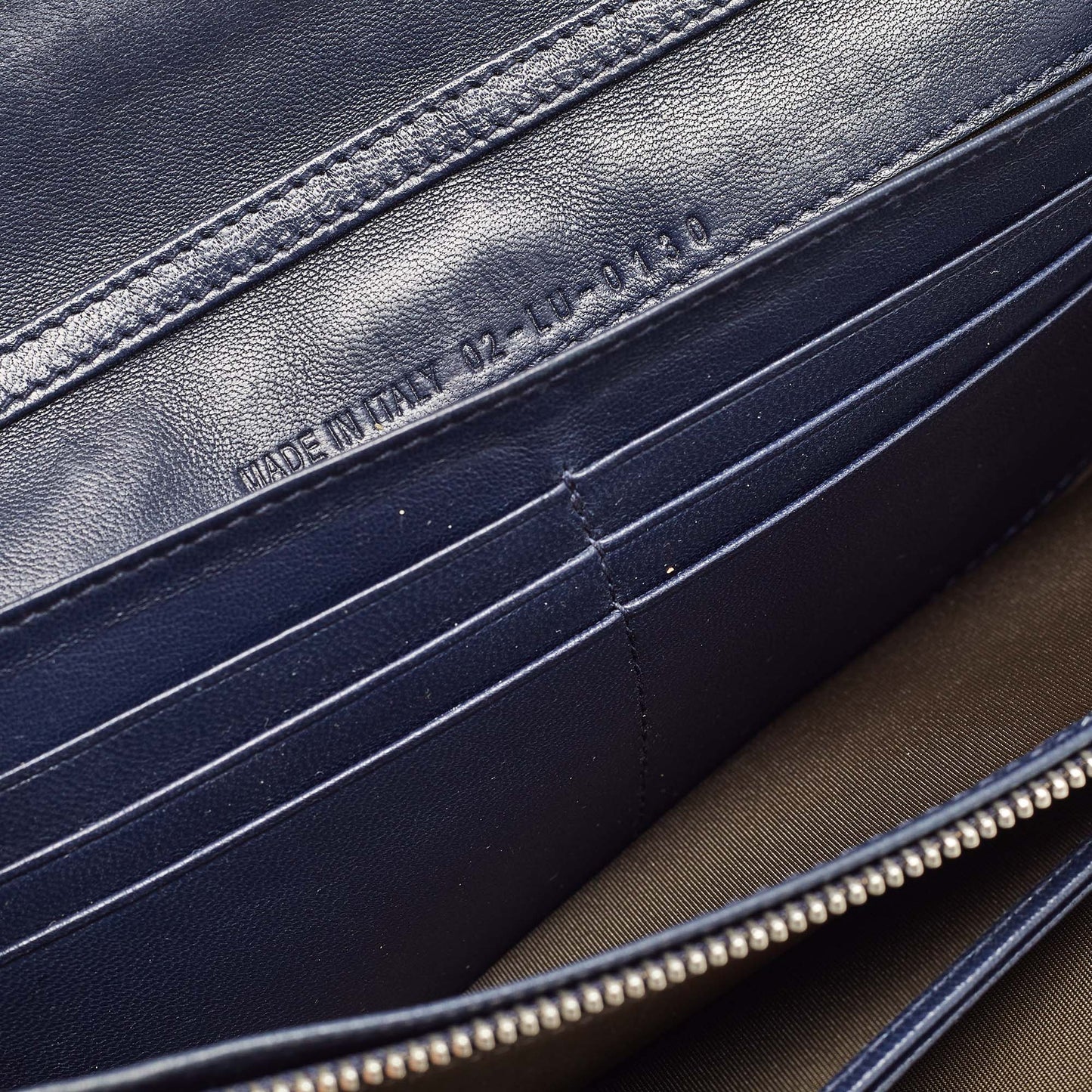 DIOR Navy Blue Cannage Quilted Leather New Lock Wallet on Chain