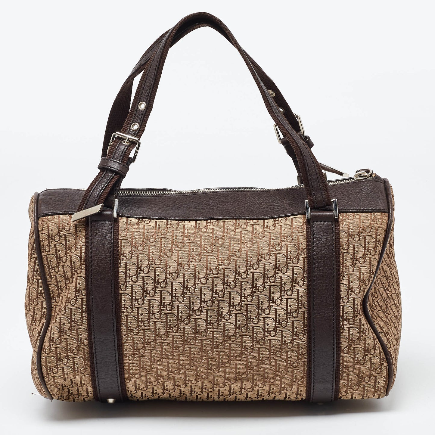DIOR Beige/Brown Oblique Canvas and Leather Street Chic Boston Bag