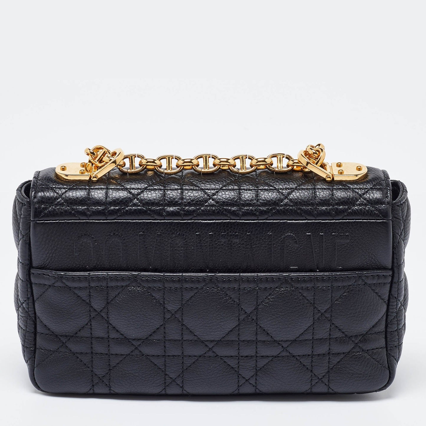 DIOR Black Cannage Leather Small Caro Shoulder Bag