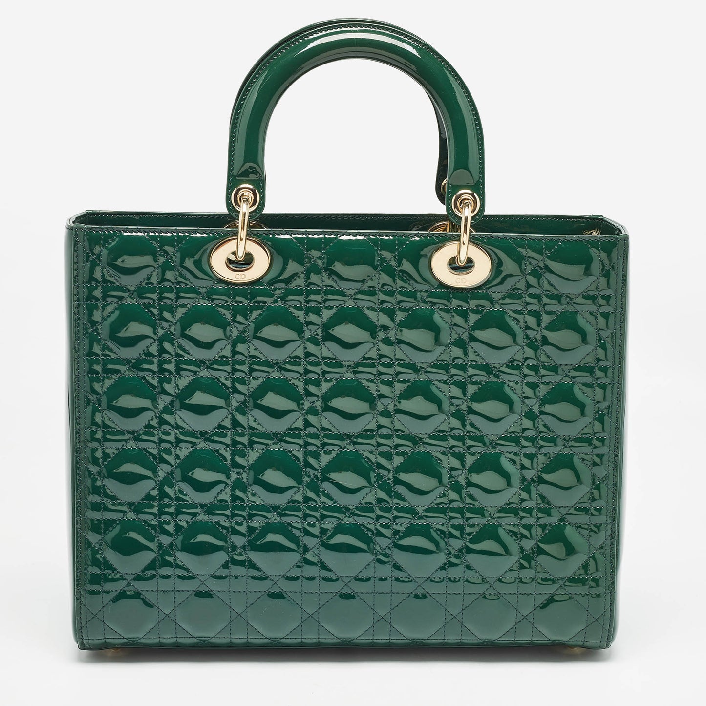 DIOR Green Cannage Patent Leather Large Lady Tote