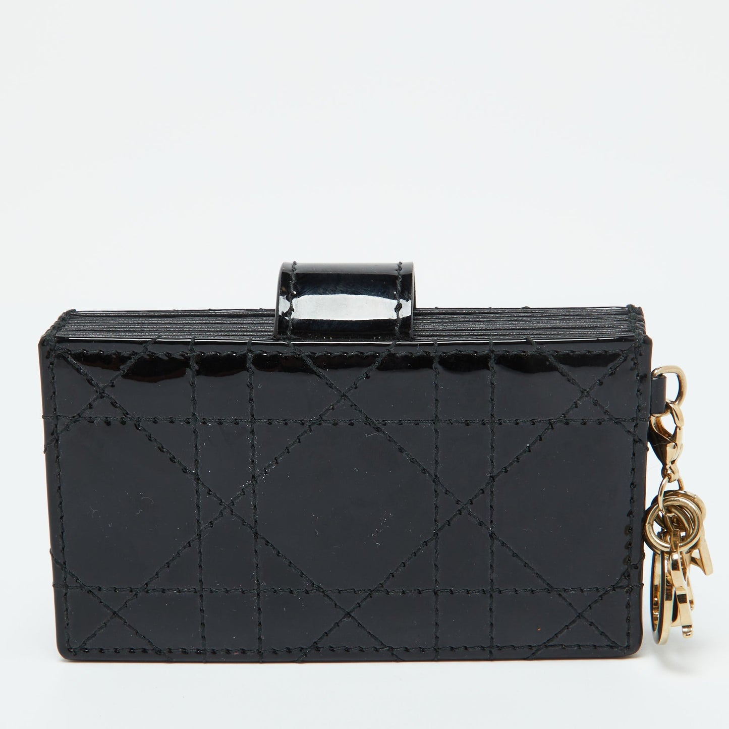DIOR Black Cannage Patent Leather Lady 5 Gusset Card Holder