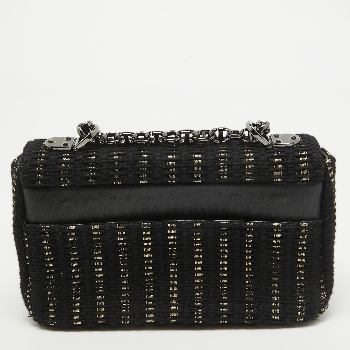 DIOR Black/Gold Embroidered Fabric Small Caro Shoulder Bag