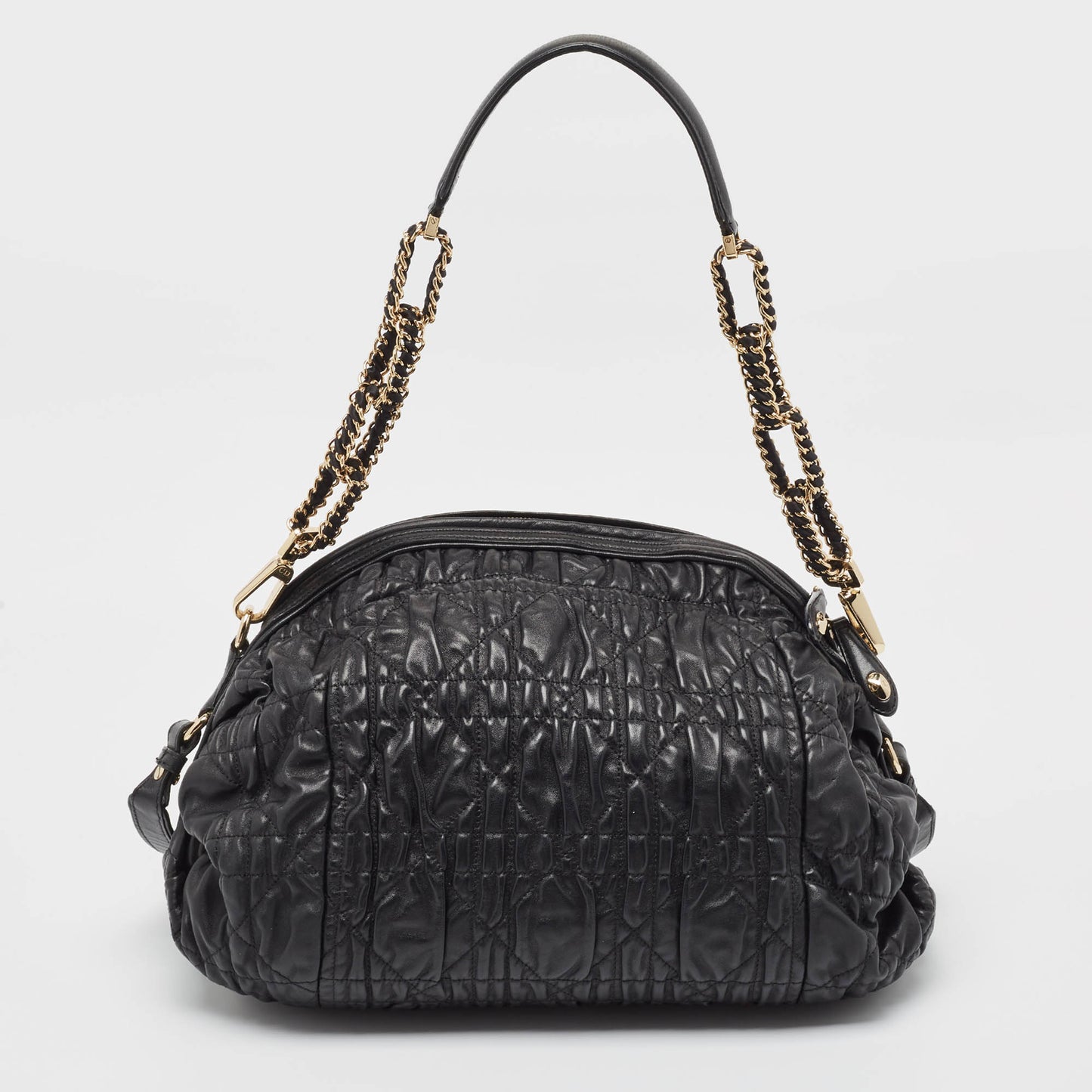 DIOR Black Cannage Gaufre Leather Delices Shoulder Bag