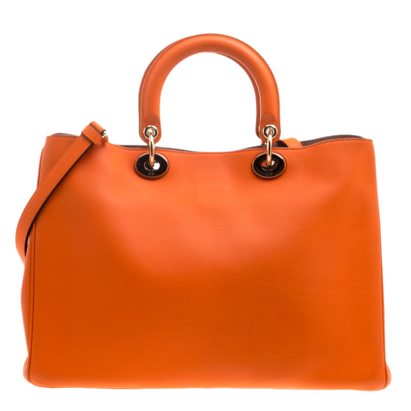 DIOR Orange Leather Large issimo Shopper Tote