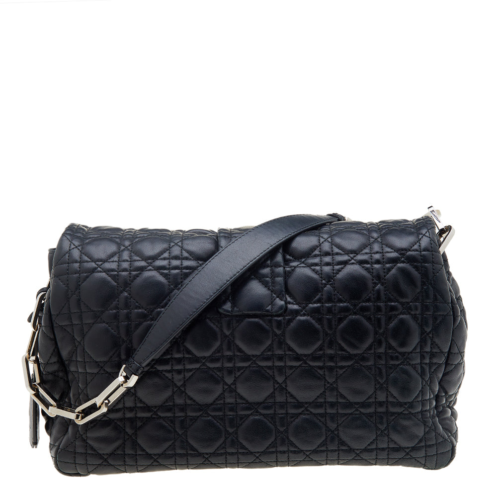 DIOR Black Cannage Leather Large Miss Flap Bag