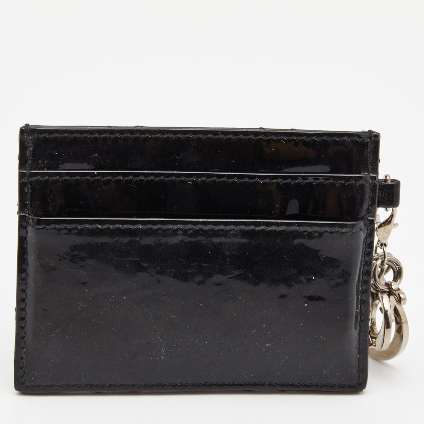 DIOR Black Cannage Patent Leather Lady Card Holder