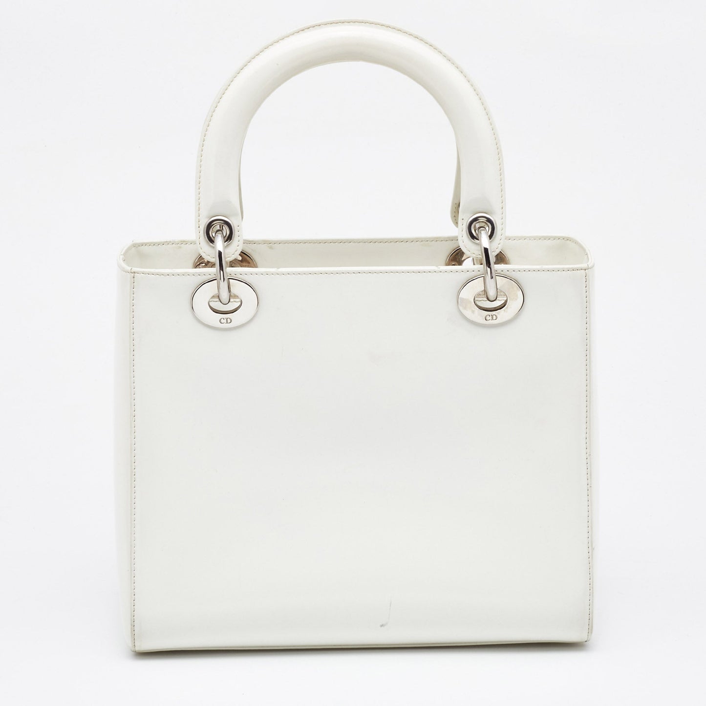DIOR Off White Patent Leather Medium Vintage Lady Tote