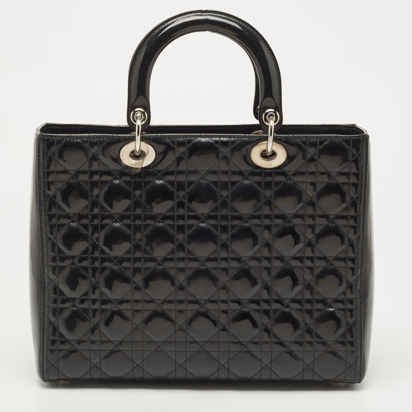 DIOR Black Cannage Patent Leather Large Lady Tote