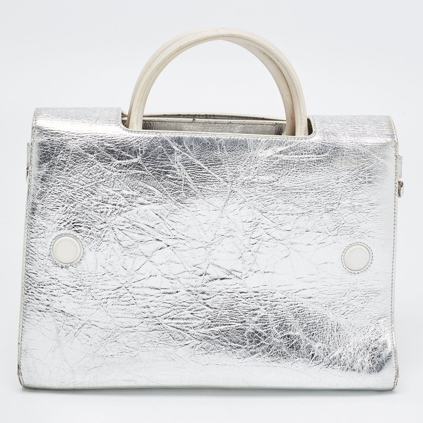 DIOR Silver Laminated Leather Medium ever Bag