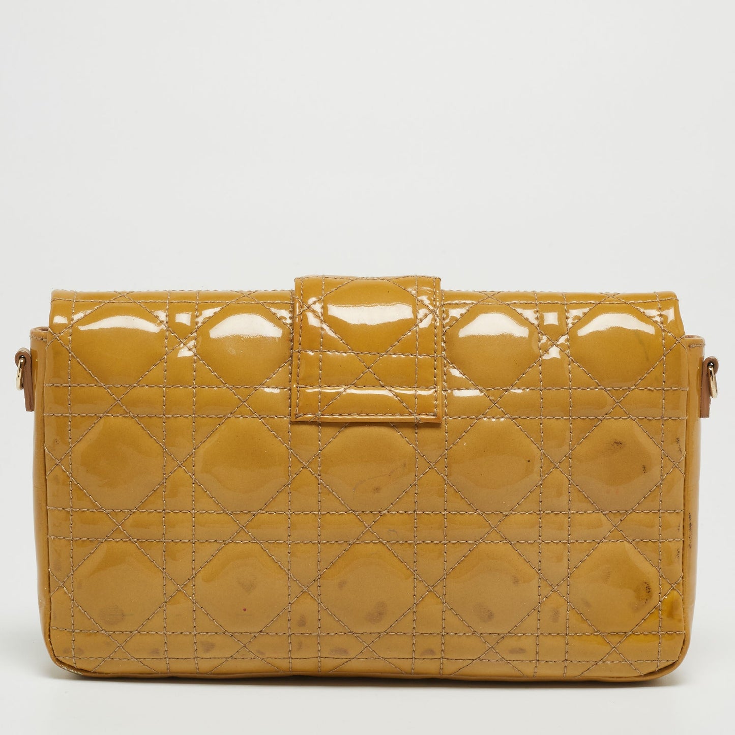 DIOR Yellow Cannage Patent Leather Miss Promenade Chain Clutch