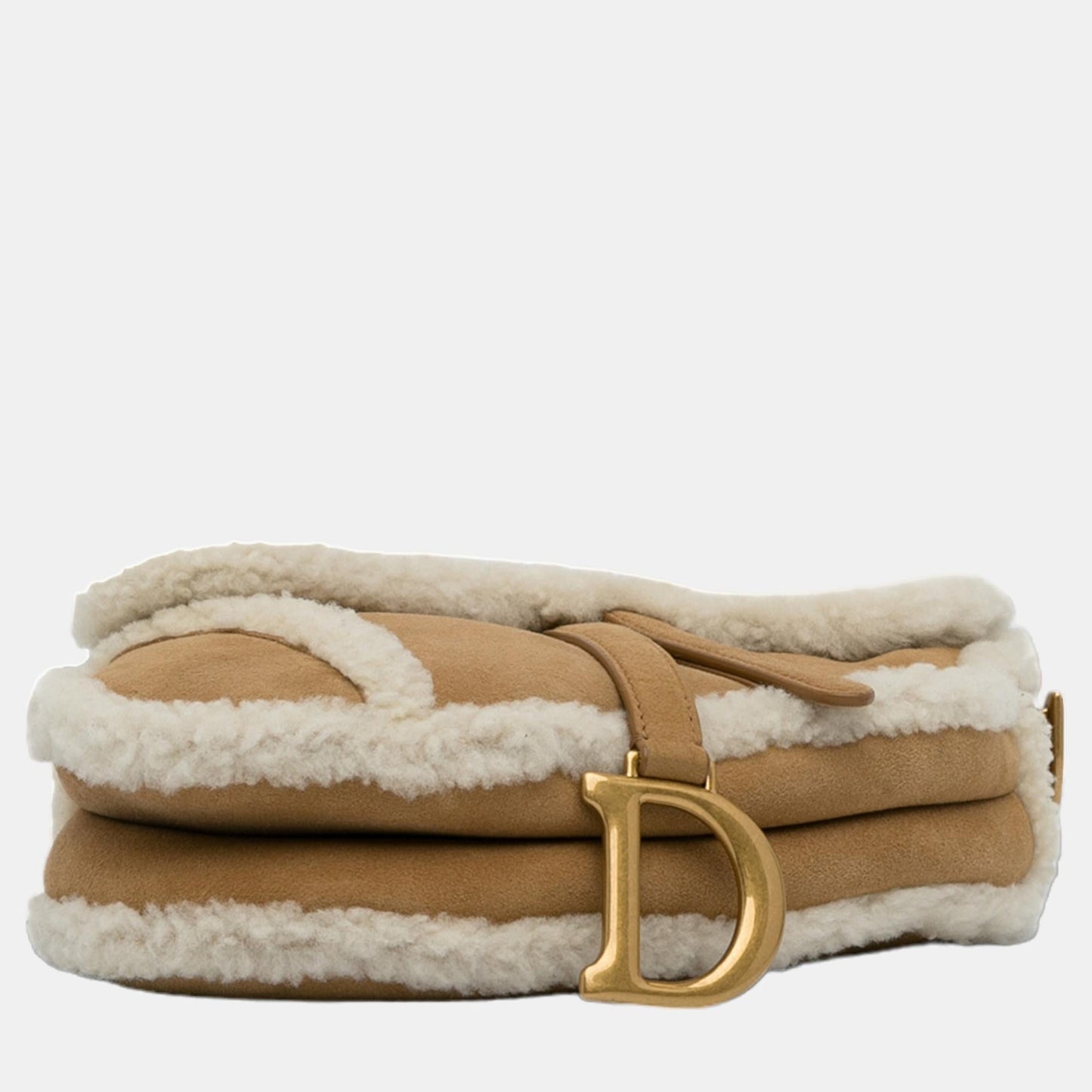 DIOR Brown Shearling Saddle Bag