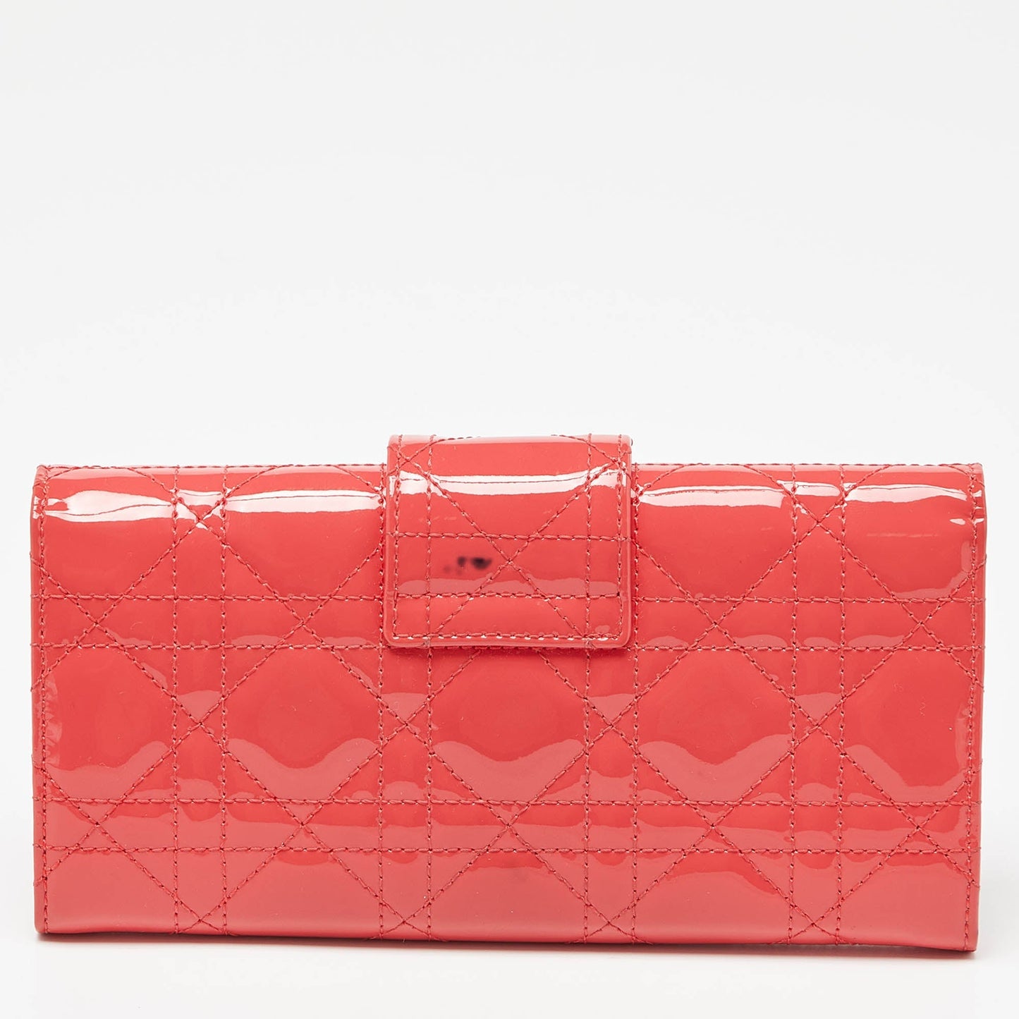DIOR Orange Cannage Patent Leather Miss Promenade Wallet