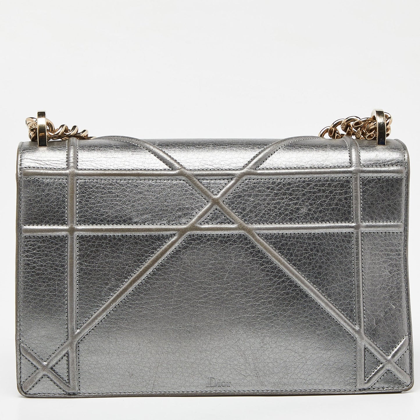 DIOR Metallic Leather Medium ama Flap Shoulder Bag
