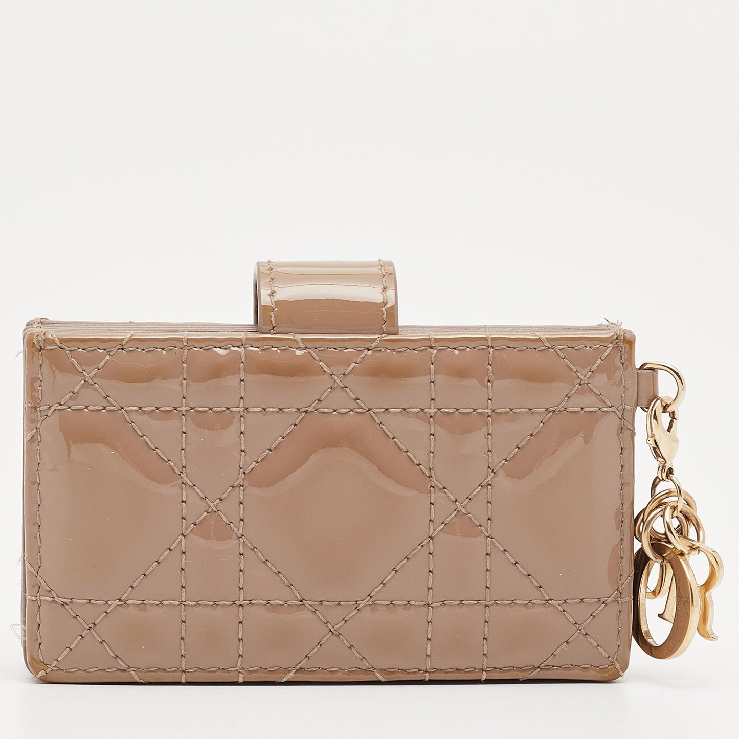DIOR Beige Cannage Patent Leather Lady 5 Gusset Card Holder