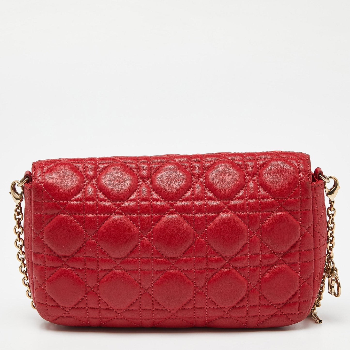 DIOR Red Cannage Leather Miss Promenade Chain Clutch