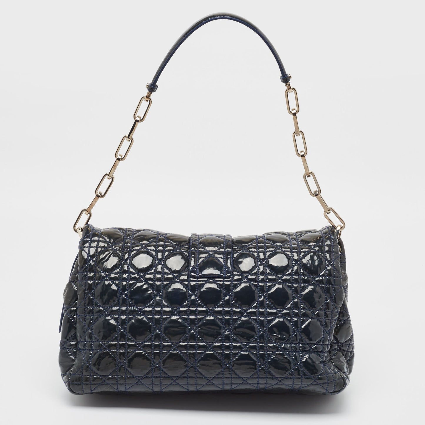 DIOR Navy Blue Cannage Patent Leather Miss Shoulder Bag
