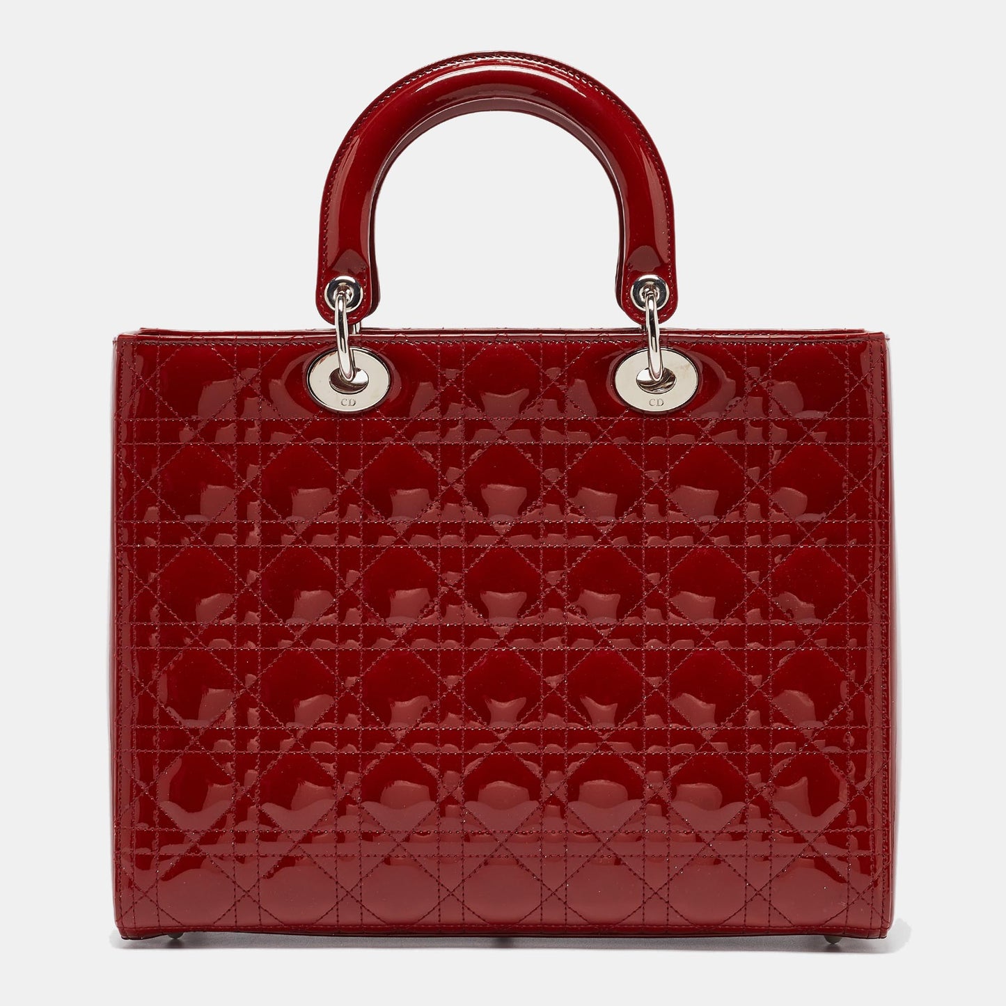 DIOR Red Cannage Patent Leather Large Lady Tote