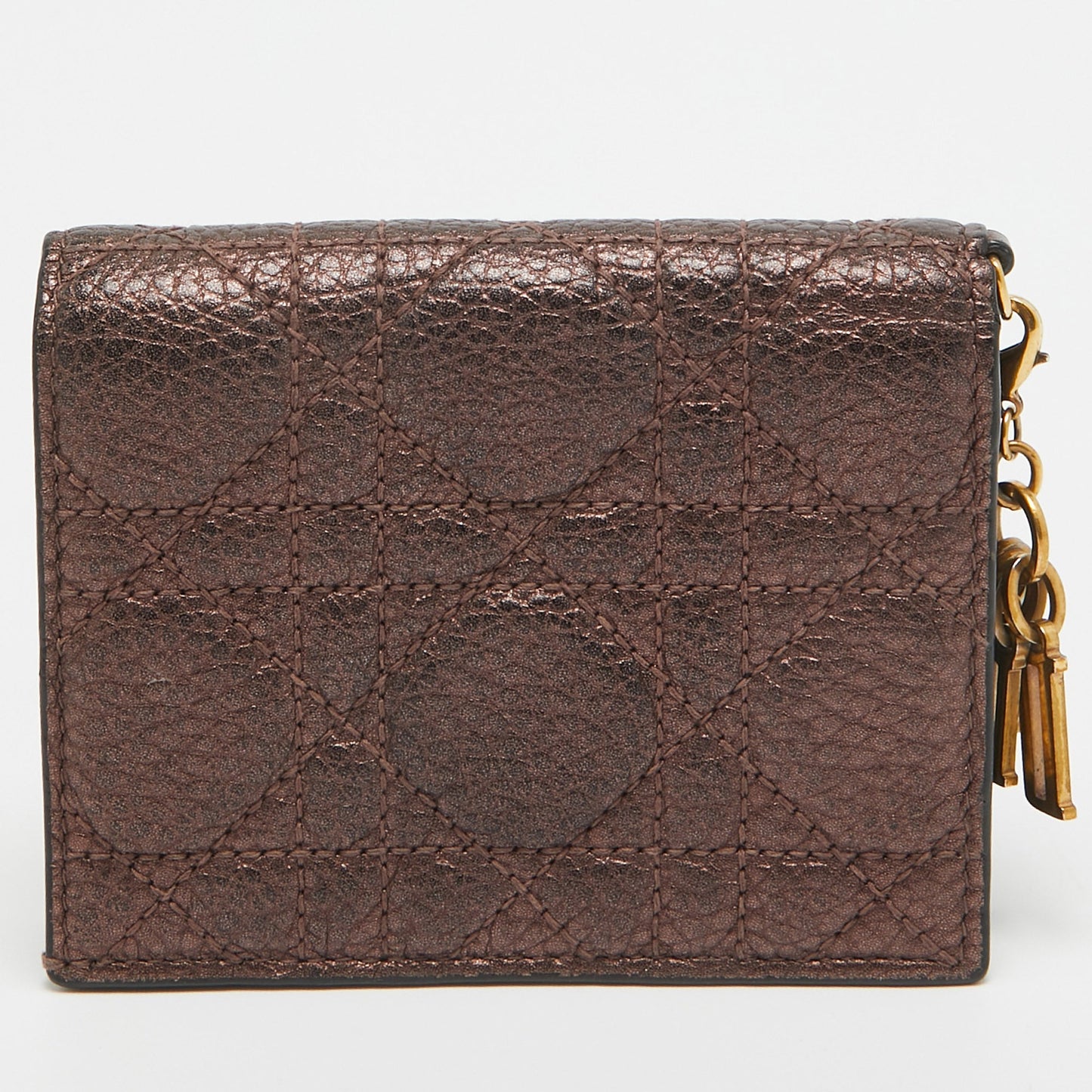 DIOR Bronze Cannage Leather Lady Flap Card Case
