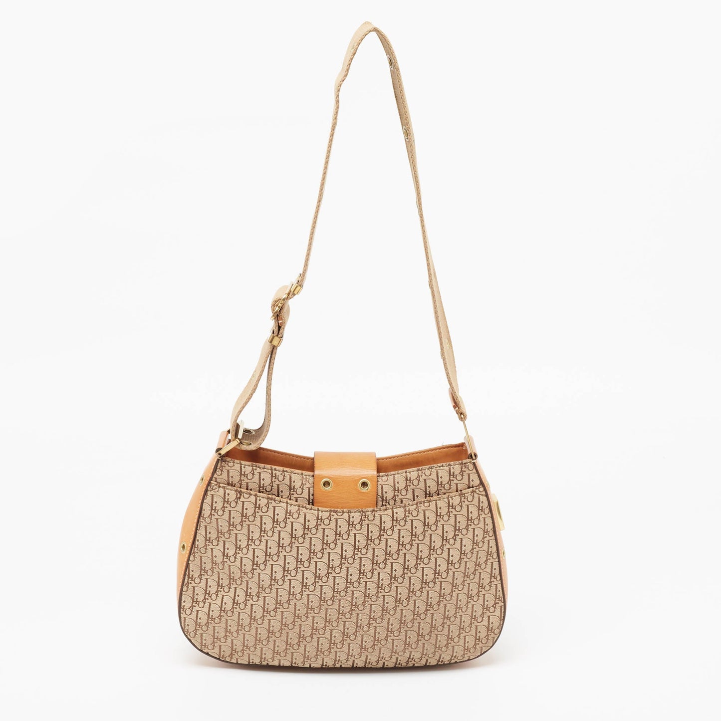 DIOR Beige/Orange Oblique Canvas and Leather Street Chic Shoulder Bag