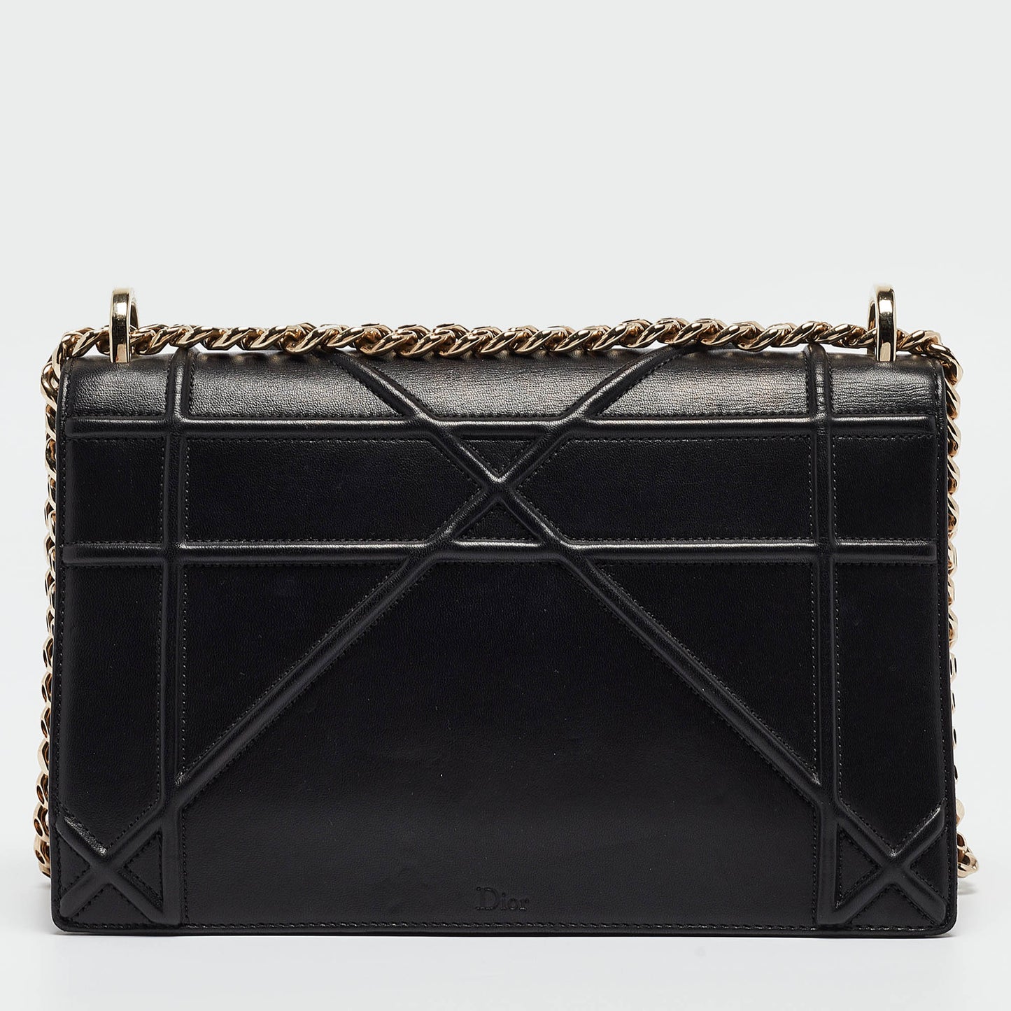 DIOR Black Leather Medium ama Flap Shoulder Bag