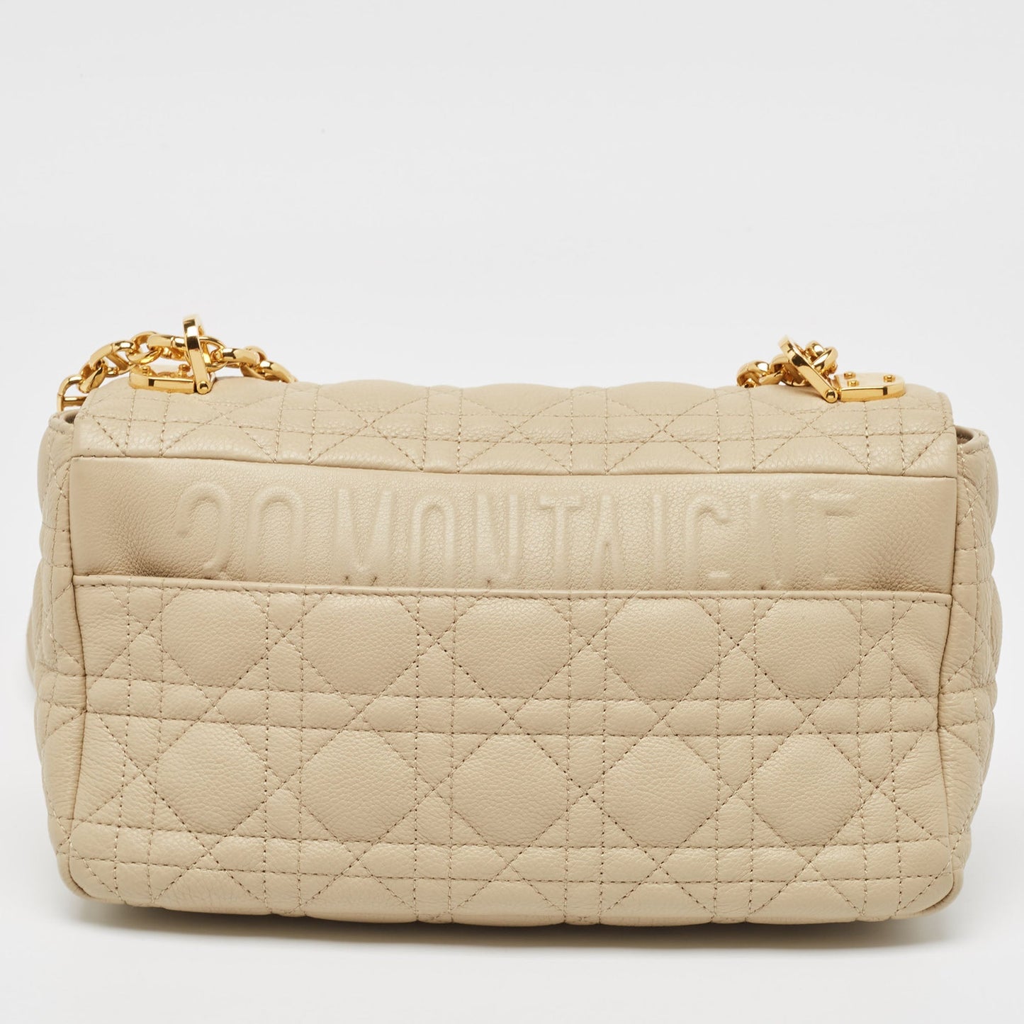 DIOR Beige Cannage Leather Medium Caro Shoulder Bag