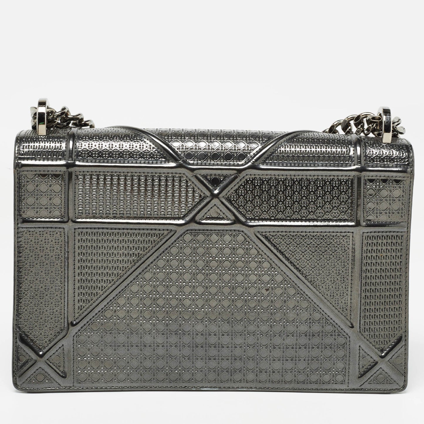 DIOR Grey Patent Leather Medium ama Shoulder Bag