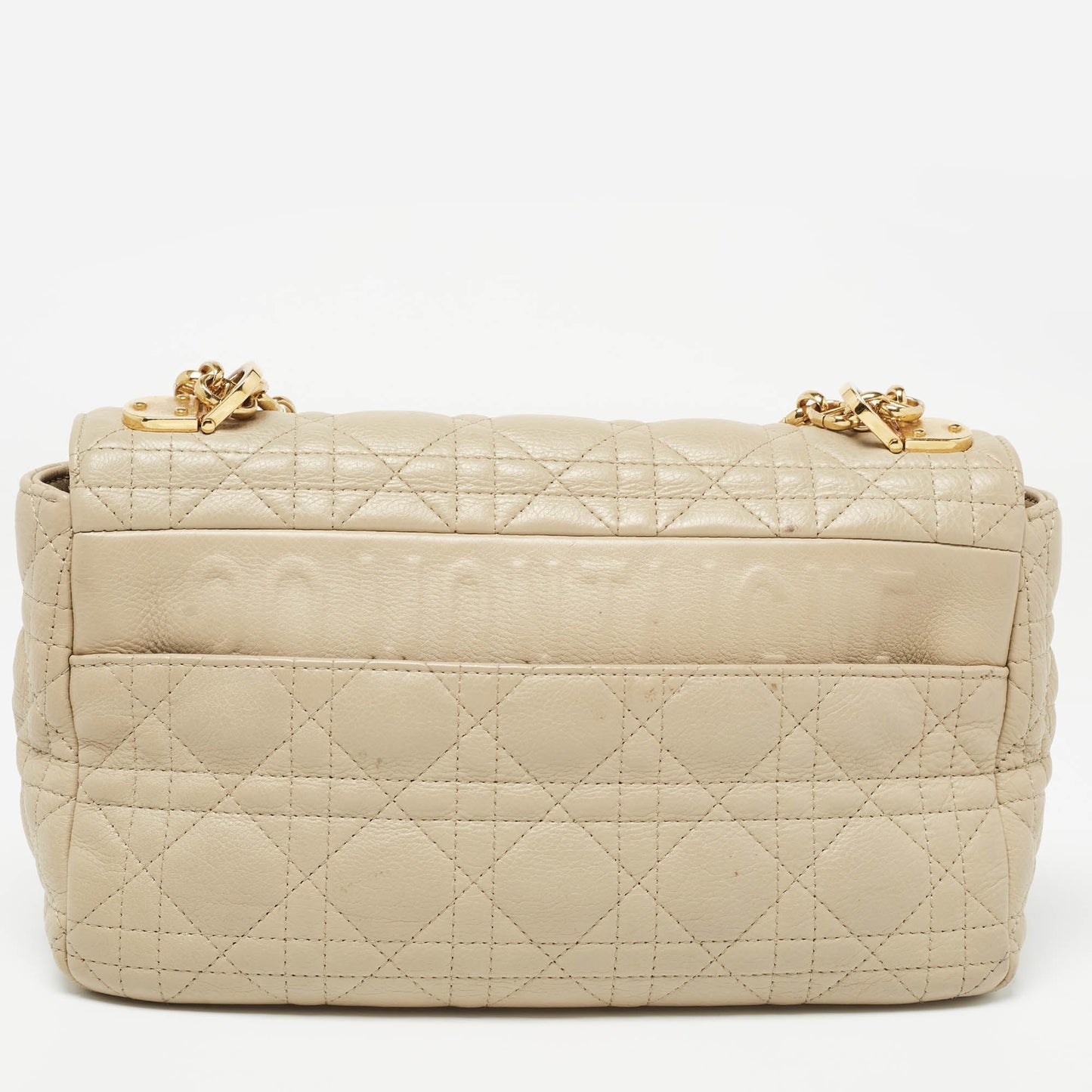 DIOR Light Beige Cannage Leather Medium Caro Shoulder Bag