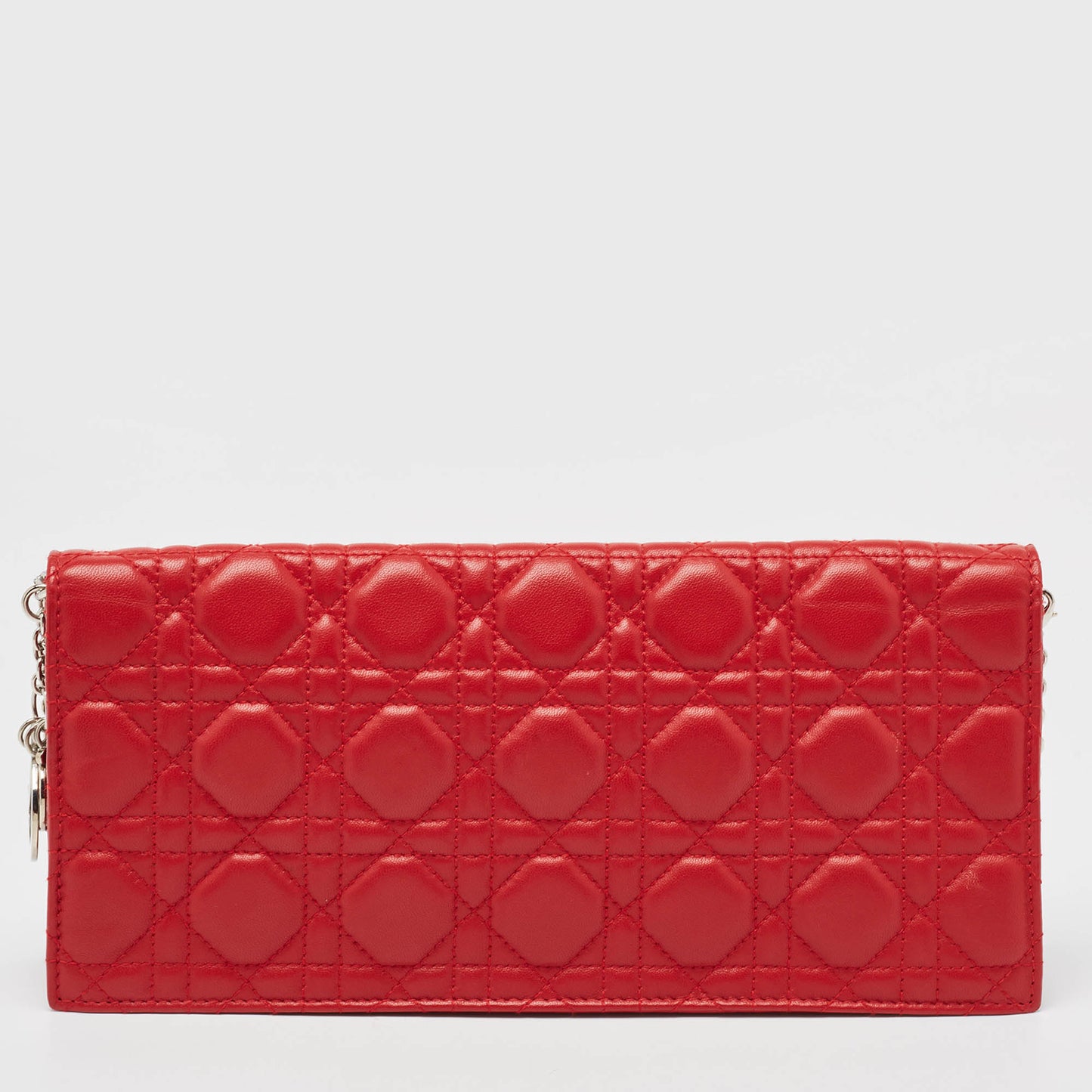 DIOR Red Cannage Leather Lady Chain Clutch