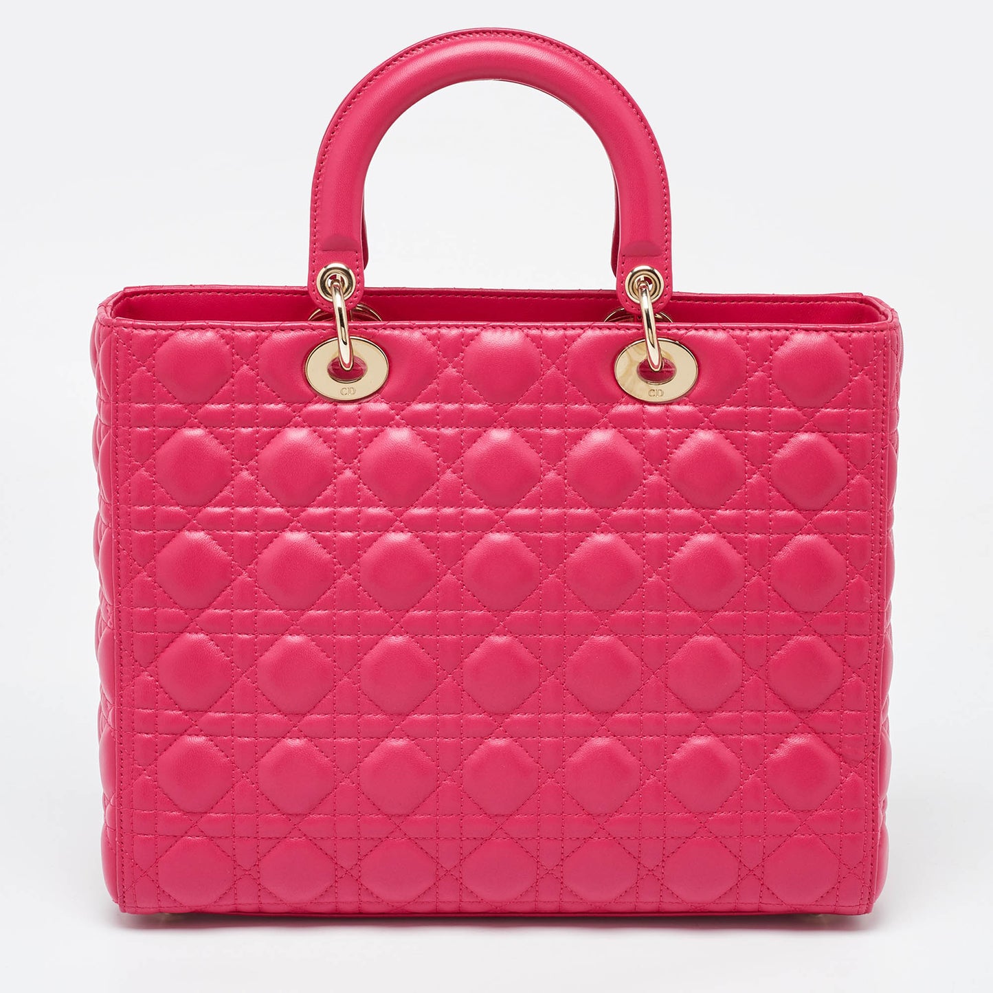 DIOR Fuschia Cannage Leather Large Lady Tote