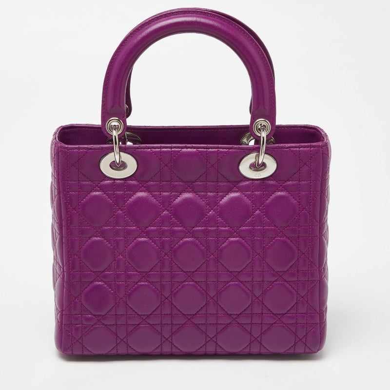 DIOR Purple Cannage Leather Medium Lady Tote