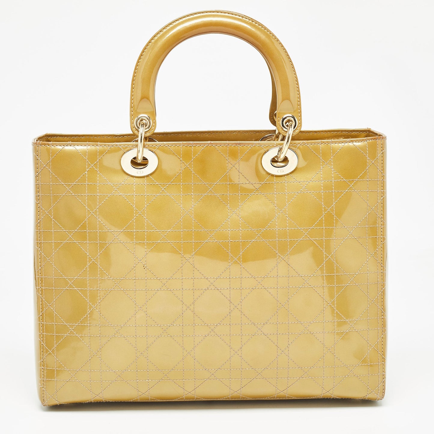 DIOR Green Cannage Patent Leather Large Lady Tote