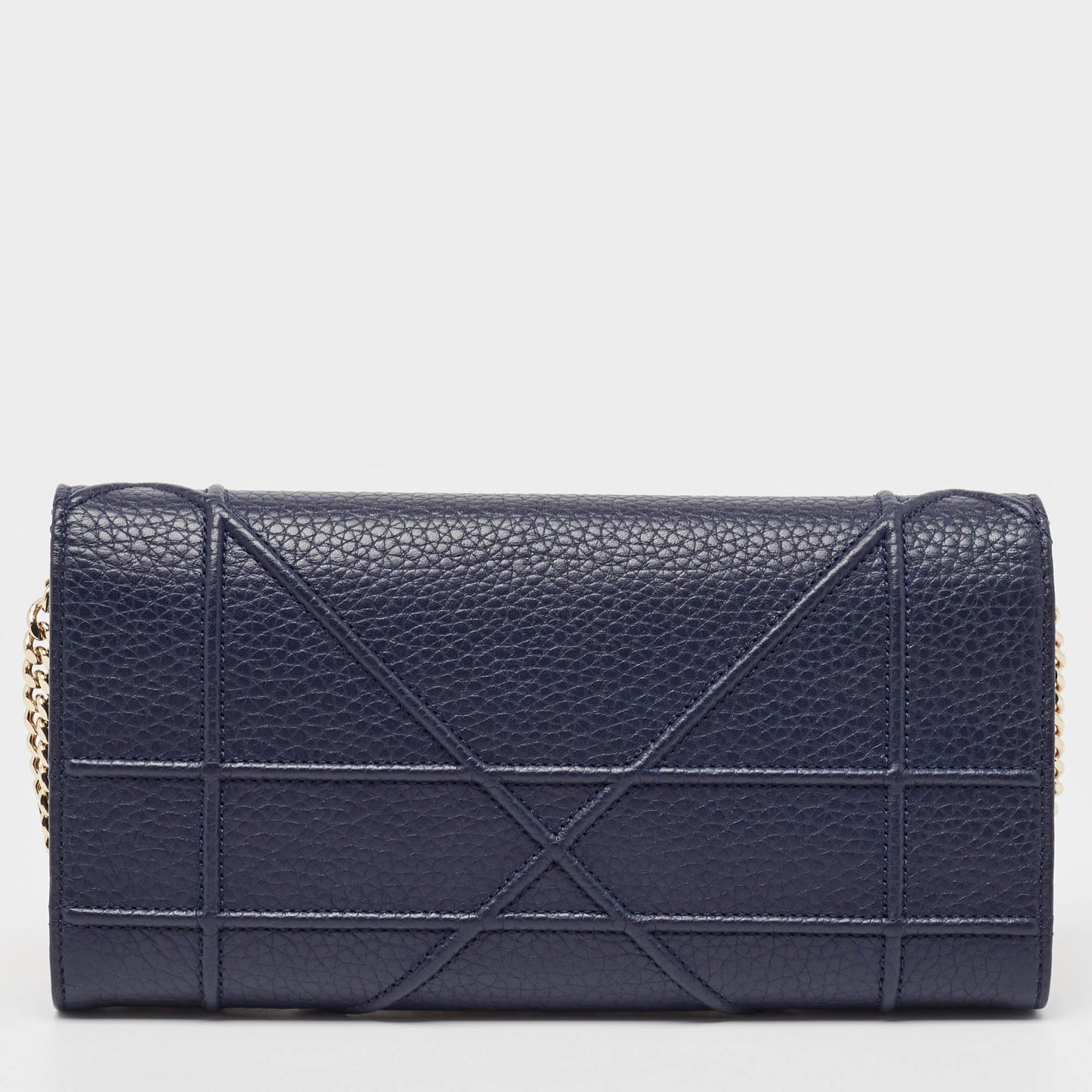 DIOR Navy Blue Leather ama Wallet on Chain