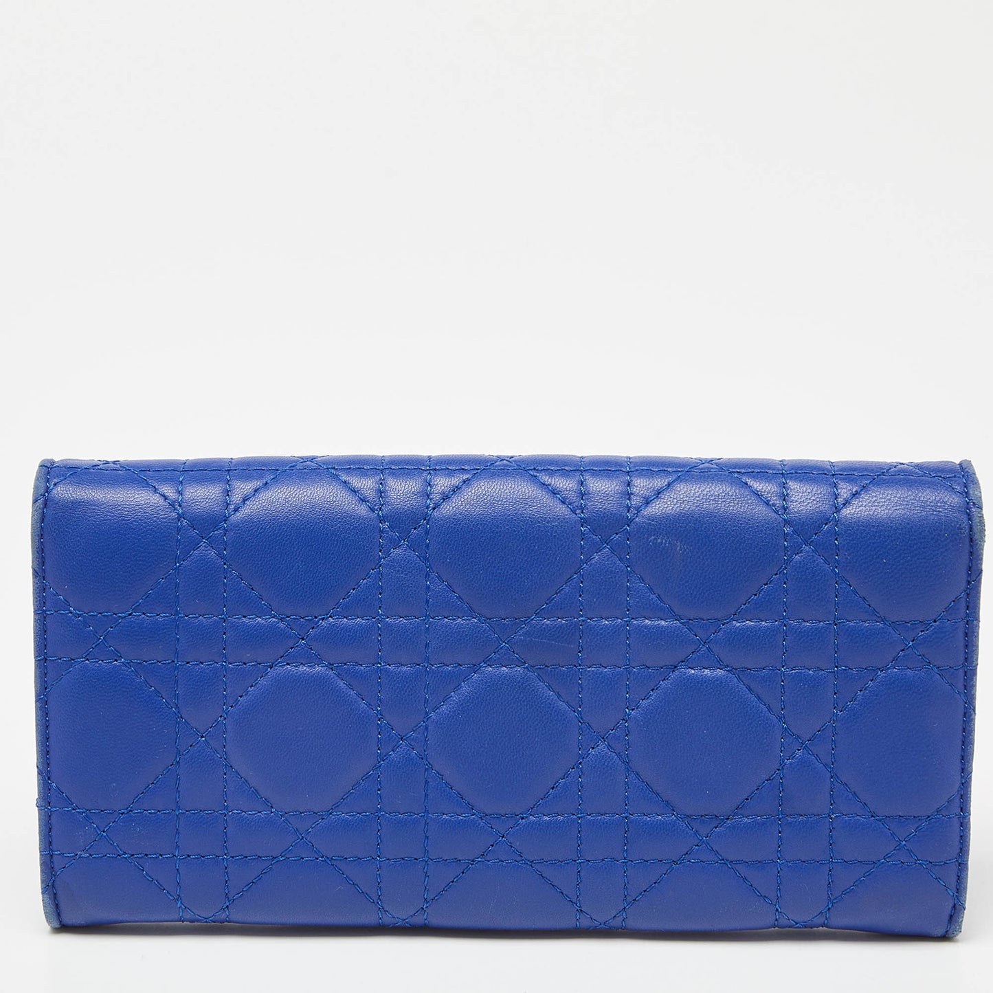 DIOR Blue Cannage Leather Miss Flap Continental Wallet