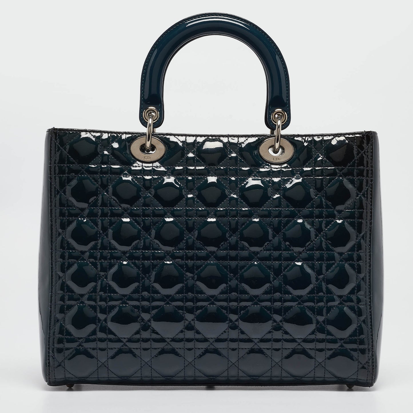 DIOR Navy Blue Cannage Patent Leather Large Lady Tote