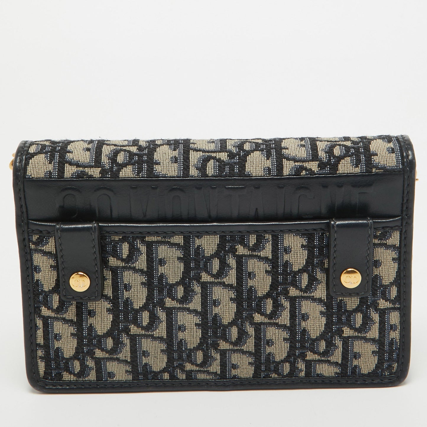DIOR Navy Blue Oblique Canvas and Leather2-in1 30 Montaigne Pouch Bag