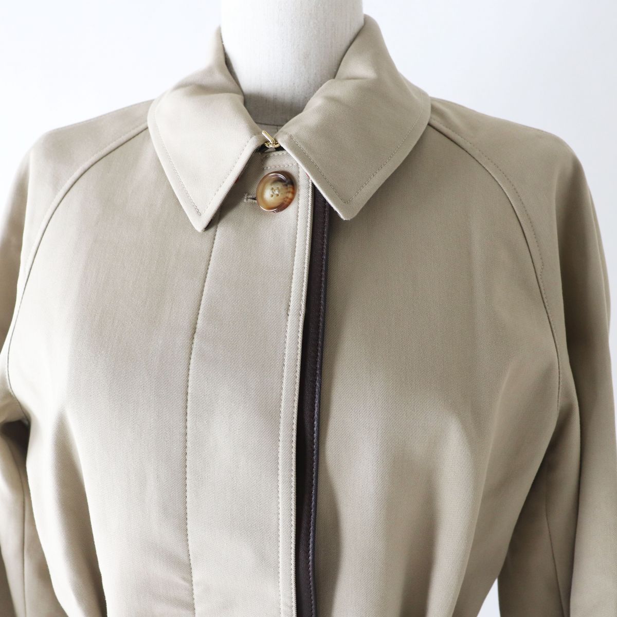 Burberry London England 8020187 Leather Trimmed Long Coat