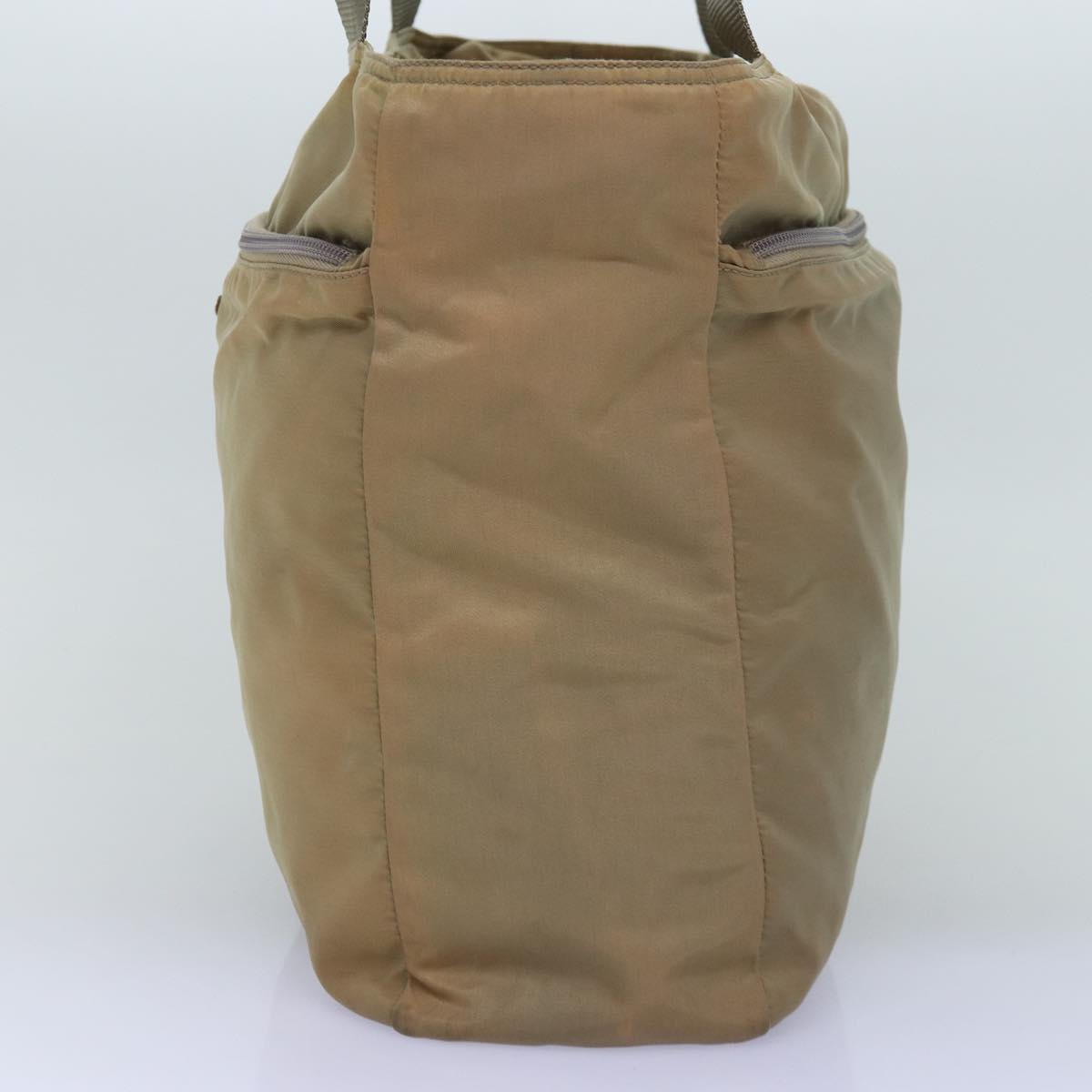 PRADA Tote Bag Nylon Beige Auth mr185