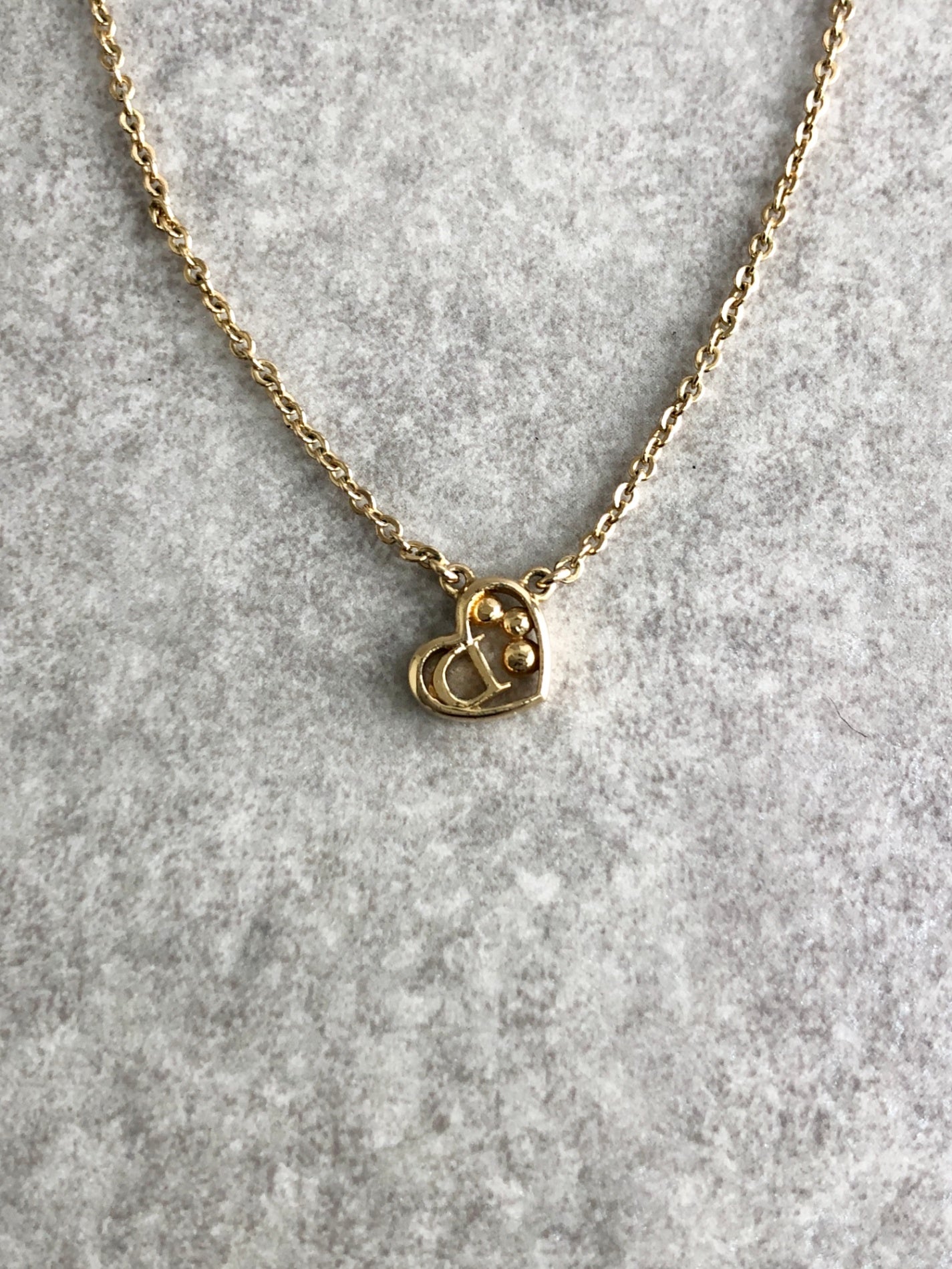 Christian Dior Heart Motif Necklace Gold Vintage 8guxy2